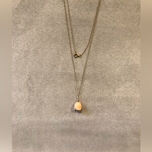 Pink Coral Pendant on 14k Chain